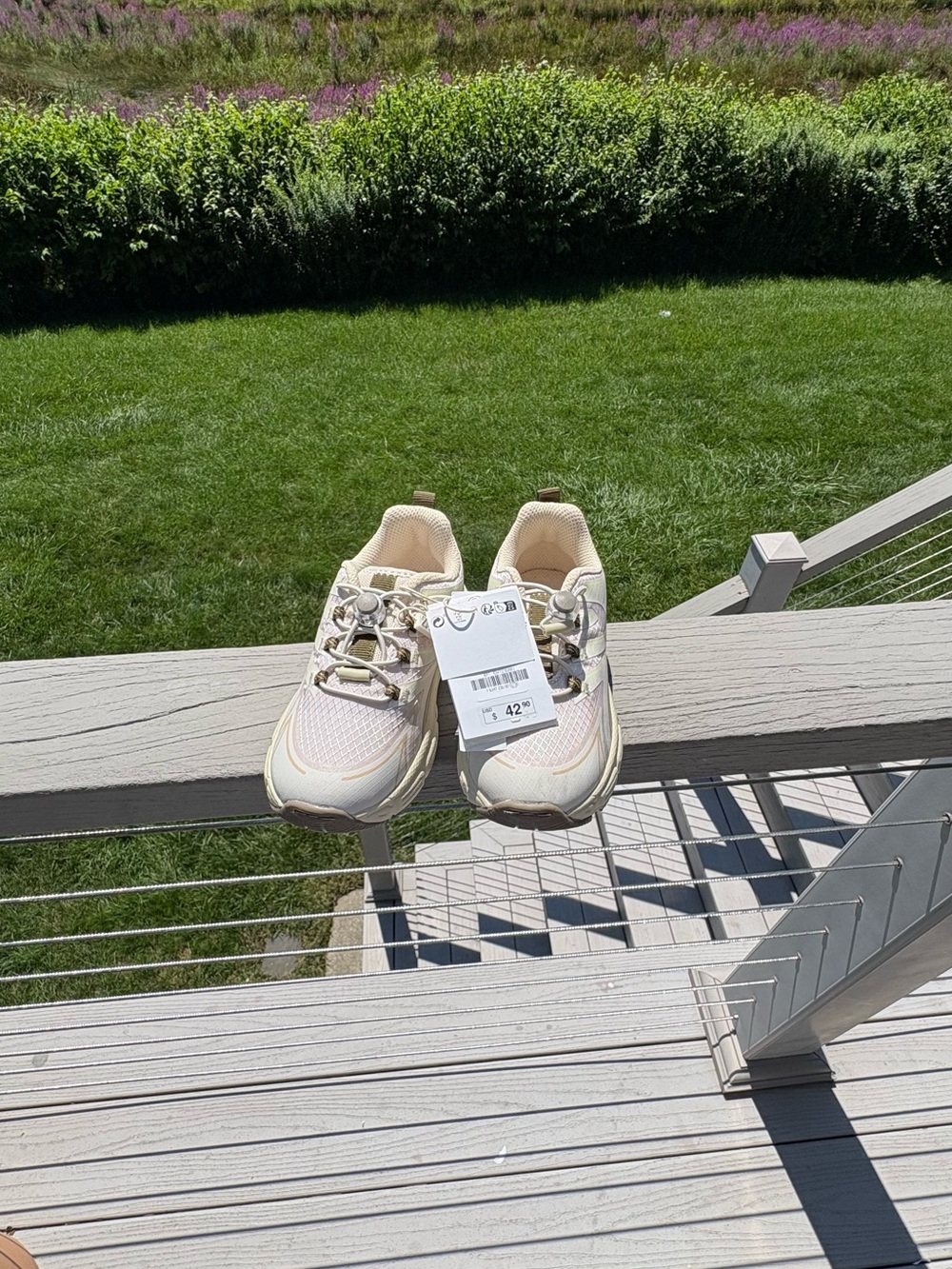 Zara Cream and Light Green Kids Sneakers - Lace Toggle Trainers - Picture 2 of 3
